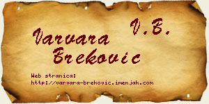 Varvara Breković vizit kartica